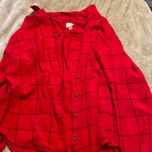 Button up red flannel shirt